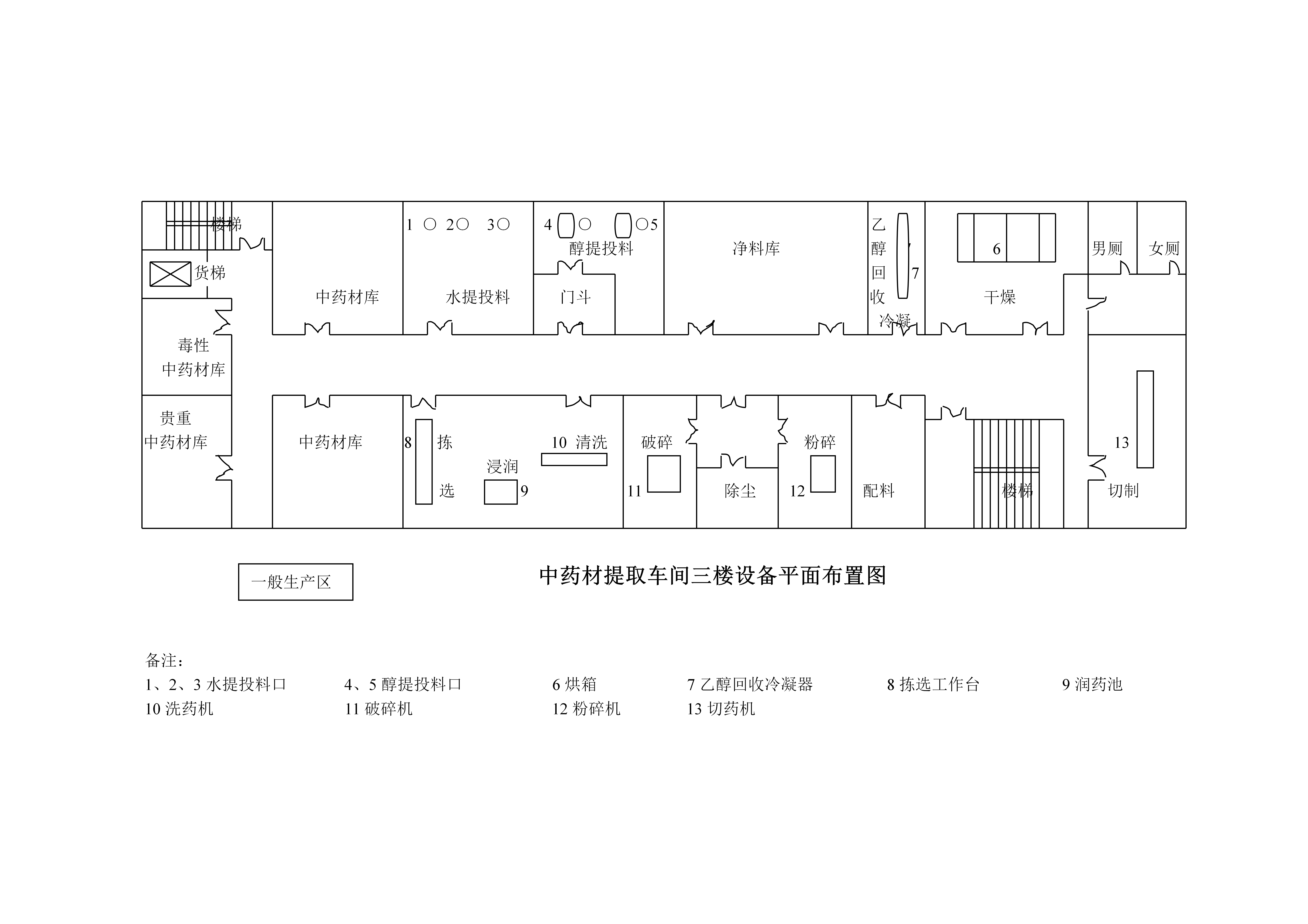 gmp认证药厂固体车间及中药材提取车间平面图